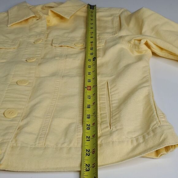 M EDDIE BAUER LINEN COTTON PALE PASTEL YELLOW SHIRT SHACKET JACKET MEDIUM - Picture 3 of 14